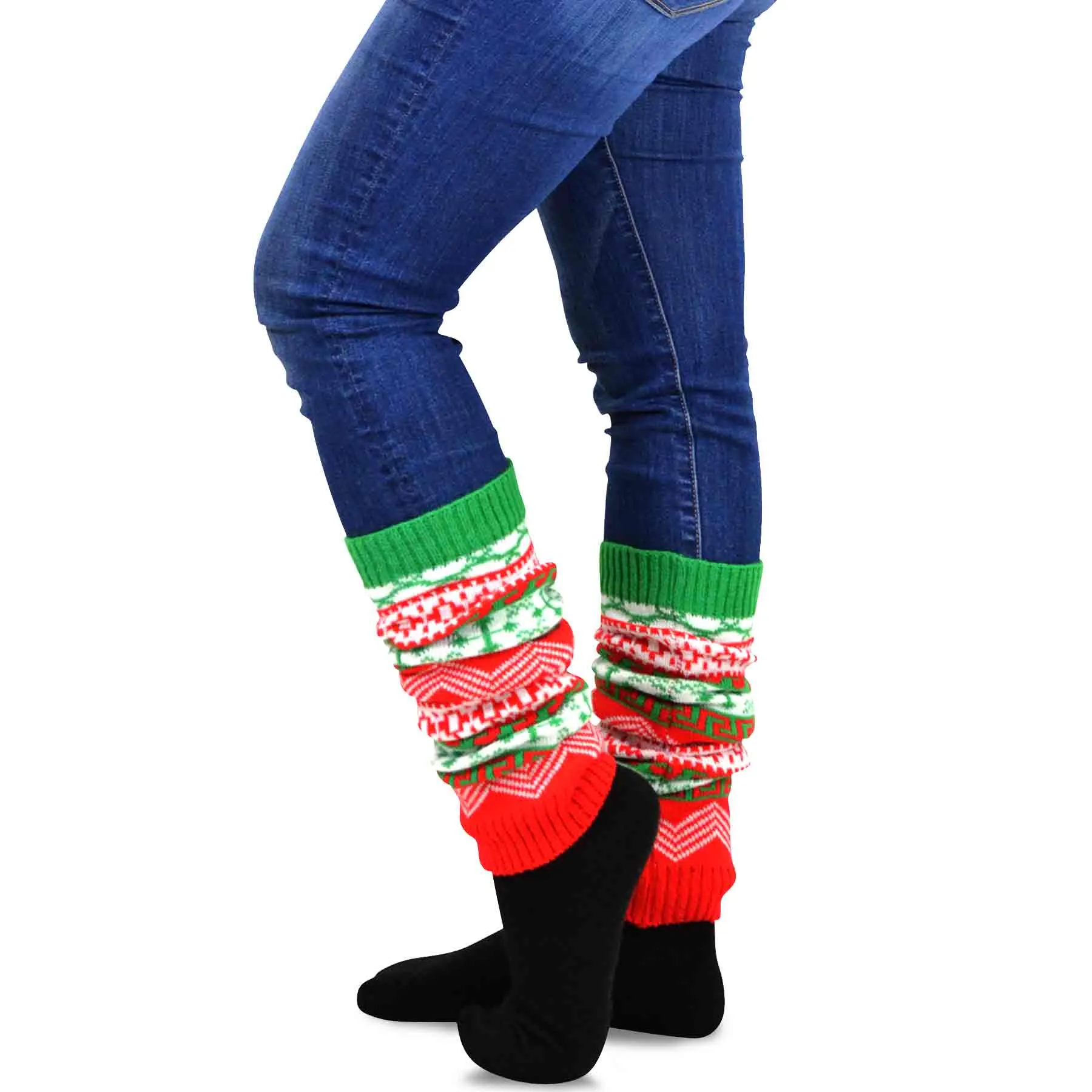 TeeHee Socks Women's Christmas Acrylic Leg Warmer Candy Cane 4-Pack Gift Box (12154)
