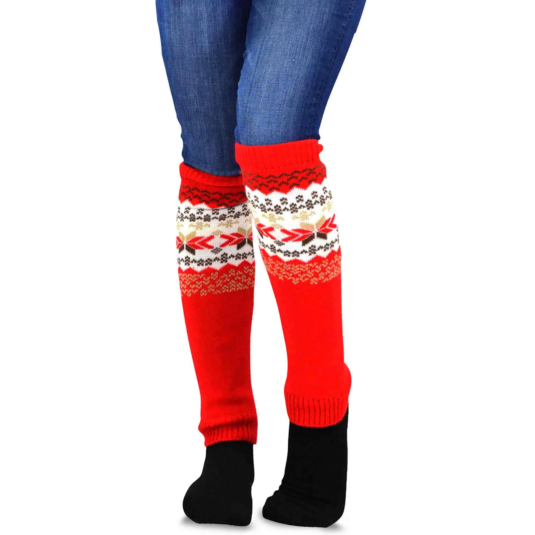 TeeHee Socks Women's Christmas Acrylic Leg Warmer Candy Cane 4-Pack Gift Box (12154)