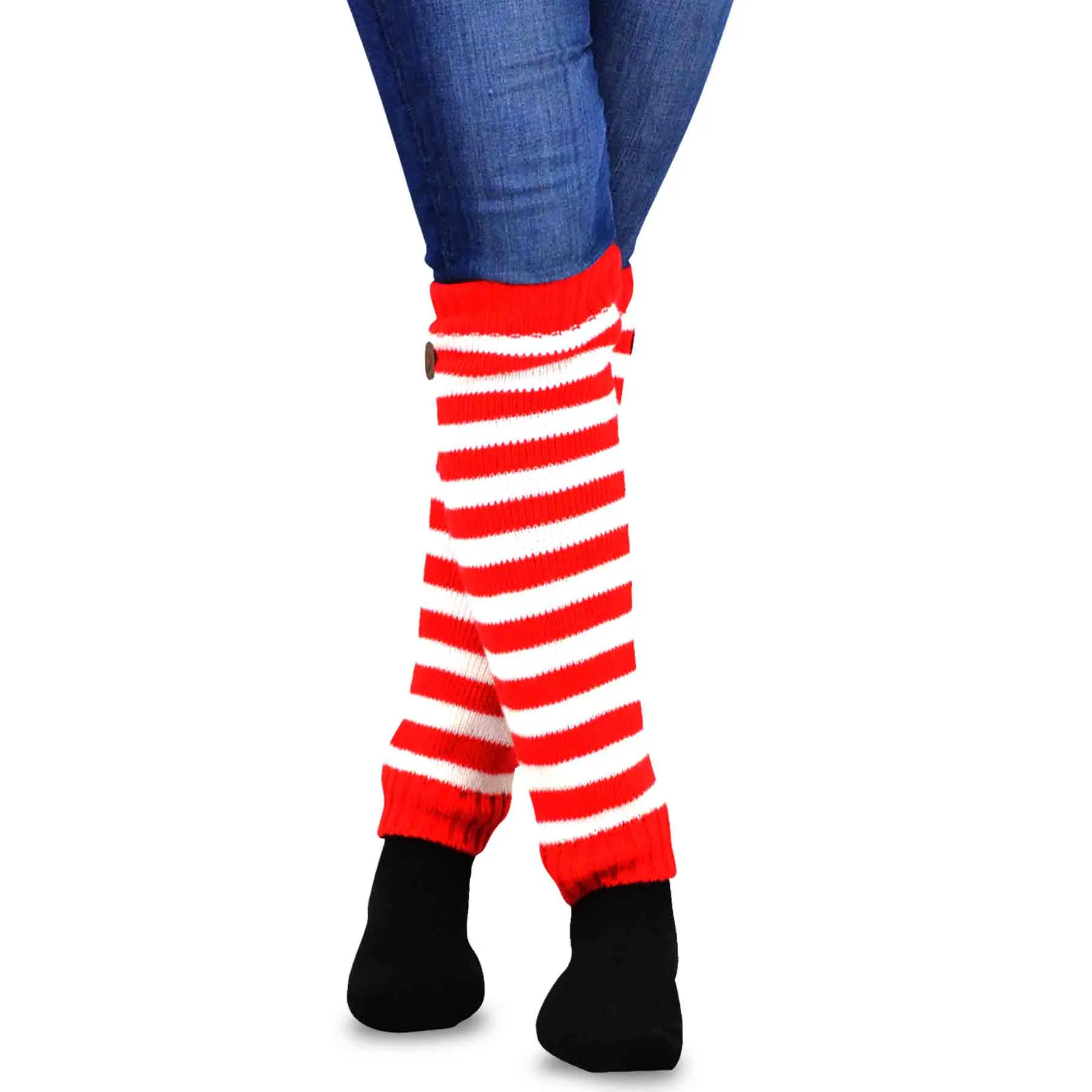 TeeHee Socks Women's Christmas Acrylic Leg Warmer Candy Cane 4-Pack Gift Box (12154)