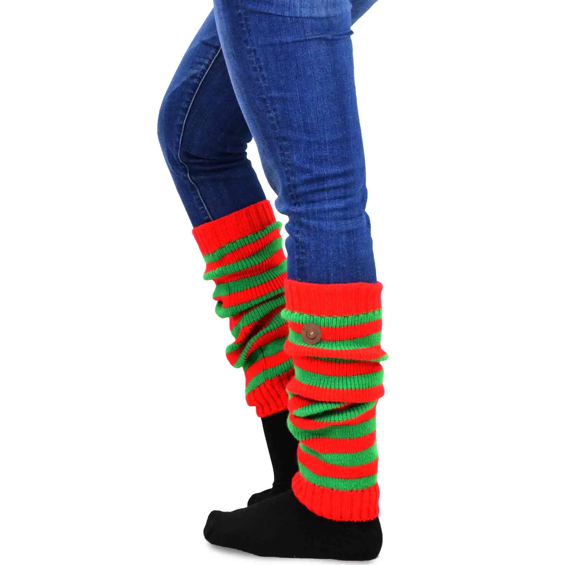 TeeHee Socks Women's Christmas Acrylic Leg Warmer Candy Cane 4-Pack Gift Box (12154)