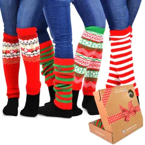 TeeHee Socks Women's Christmas Acrylic Leg Warmer Candy Cane 4-Pack Gift Box (12154)