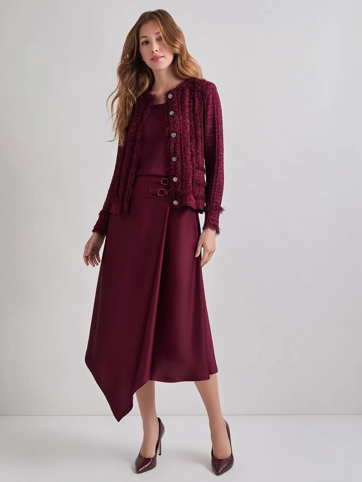 Textured Fringe Accent Knit Jacket