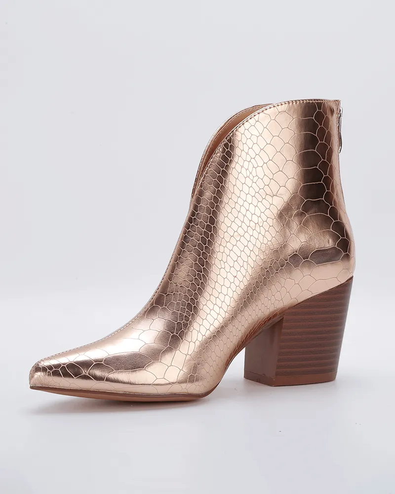 Web celebrity style Solid Color Zipper Chunky Heel Boots