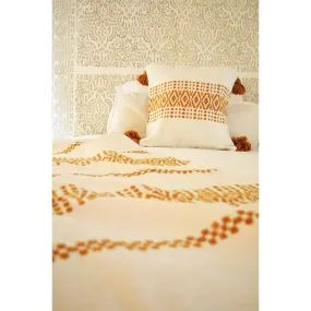 White & Mustard Berber Style Moroccan Handwoven Bed-End Cover Blanket