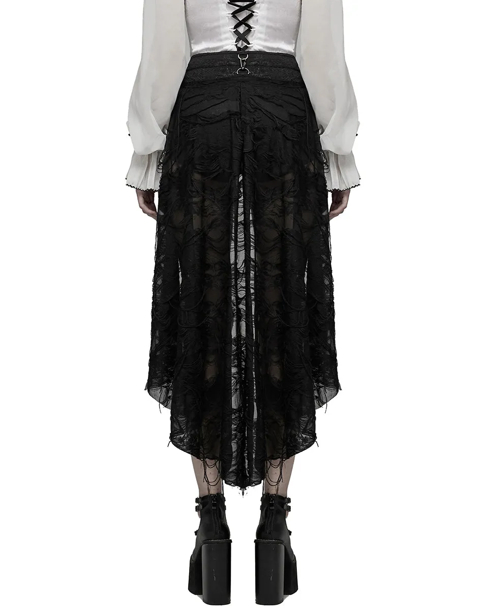 WK-502 Womens Gothic Studded Casket Lace Hot Shirts & Half Skirt Set