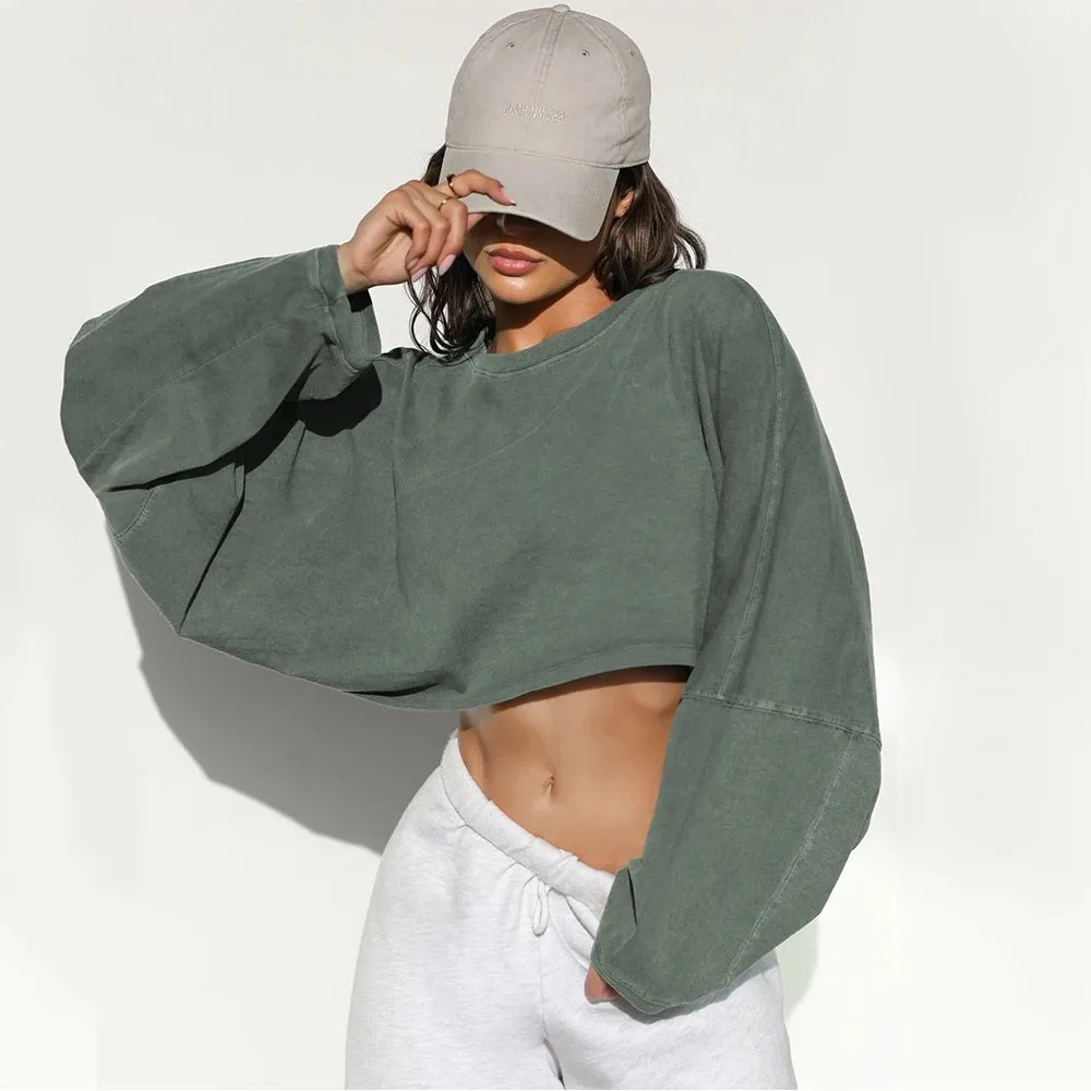 Women Sports Crop Top  Autumn