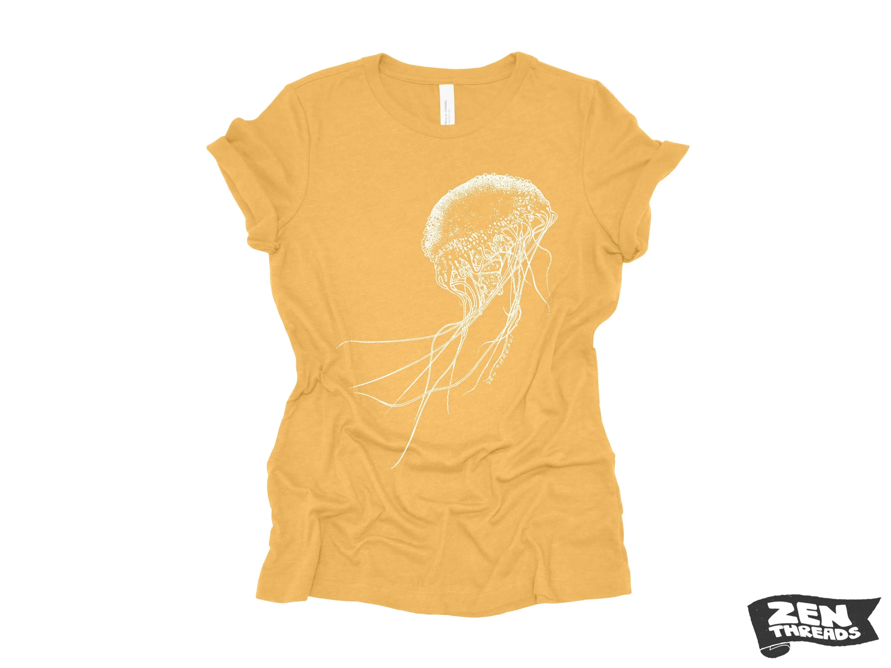 Womens JELLYFISH printed tee t-shirt  (  Colors Available) custom Bella Canvas relaxed fit ladies shirt squid ocean graphic jelly fish beach