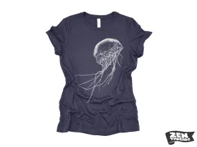 Womens JELLYFISH printed tee t-shirt  (  Colors Available) custom Bella Canvas relaxed fit ladies shirt squid ocean graphic jelly fish beach