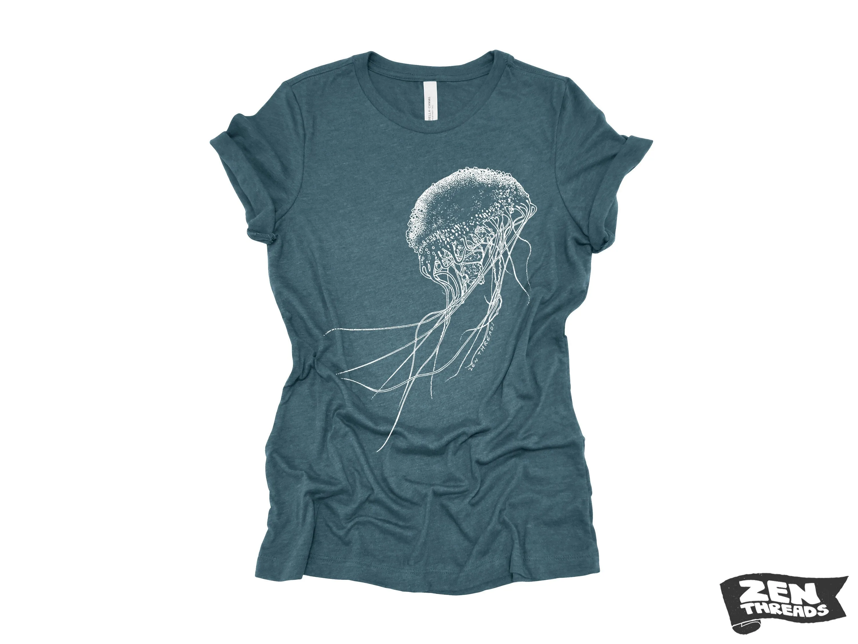 Womens JELLYFISH printed tee t-shirt  (  Colors Available) custom Bella Canvas relaxed fit ladies shirt squid ocean graphic jelly fish beach