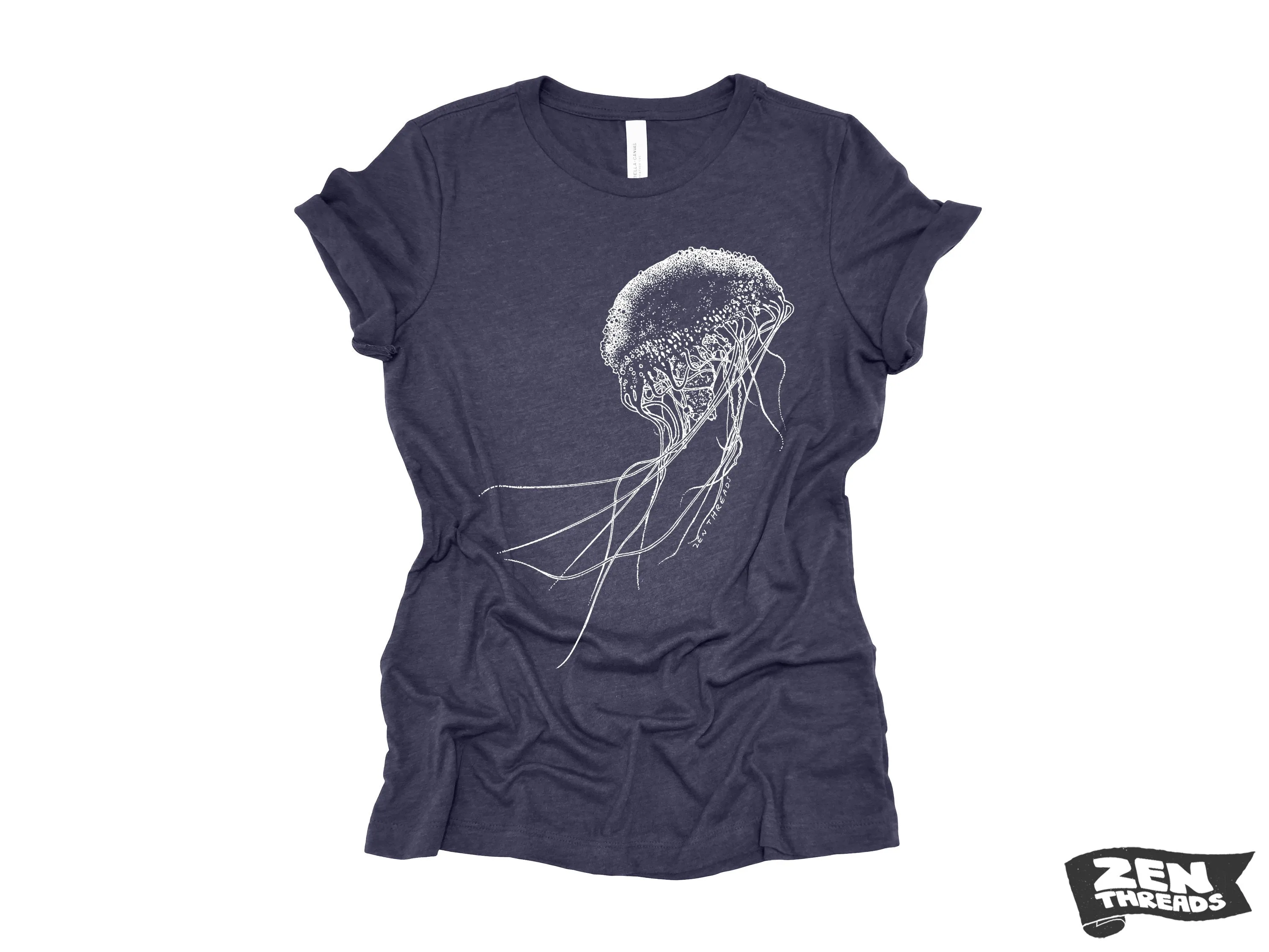 Womens JELLYFISH printed tee t-shirt  (  Colors Available) custom Bella Canvas relaxed fit ladies shirt squid ocean graphic jelly fish beach