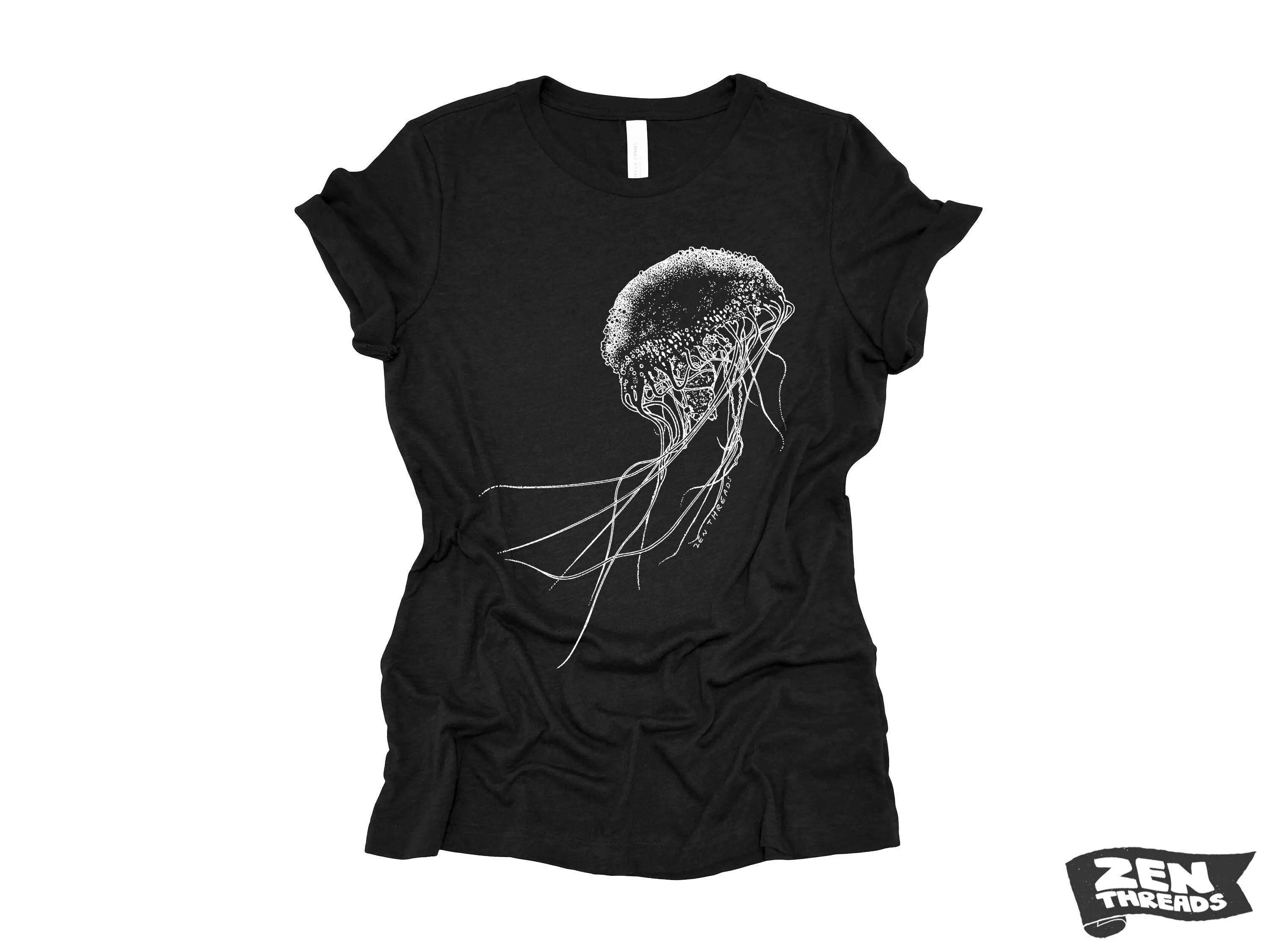 Womens JELLYFISH printed tee t-shirt  (  Colors Available) custom Bella Canvas relaxed fit ladies shirt squid ocean graphic jelly fish beach